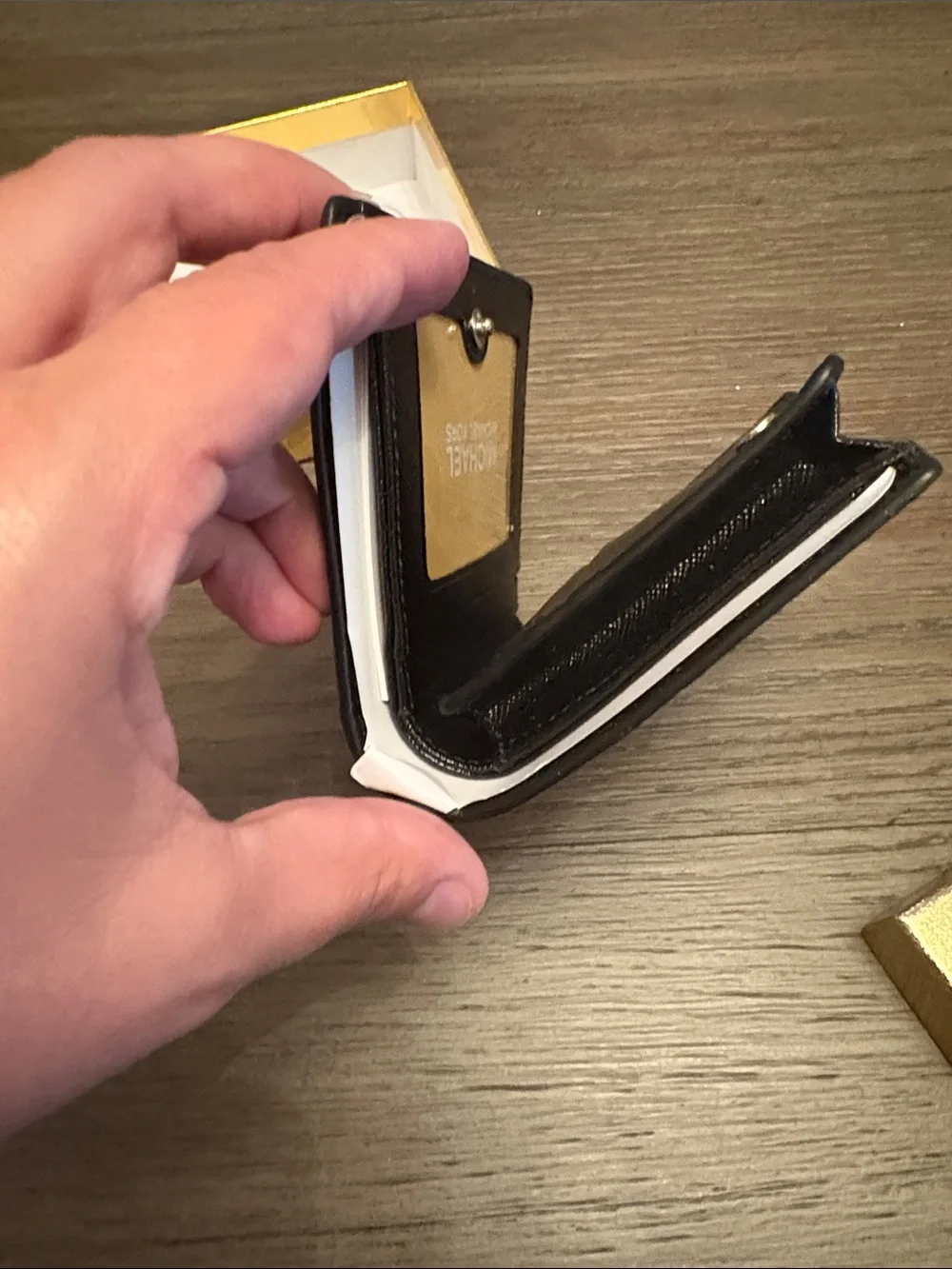 Michael Kors Black Textured Leather Card & Key Holder